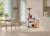 Yüksek Kaliteli Amistar 3 Katlı İç Mekan Kedi Ağacı, Kedi ve Yavrular İçin Güvenli ve Dayanıklı 140cm Karton Yeni!! !