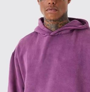 Men's Winter Solid Color Hoodie with Silk Screen Printing Acid Wash Custom Logo Colors-High Quality Streetwear Reasonable Price - Product Image 4