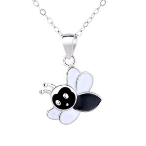 Collana in Argento Sterling con Insetto e Cristalli, Placcata in Rodio e Oro, Design Trendy a Forma di Ape con Diamanti, Regalo per Occasioni Speciali - Product Image 1