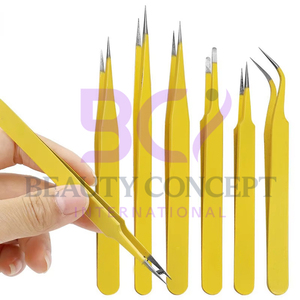 In Golden Lightweight Lash Tweezers Non Slip Easy Use Isolation Volume Eyelash Extension Grafted Tweezers - Product Image 6