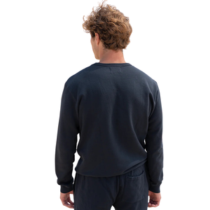 Felpa da Uomo in Spugna Francese Blu Navy 100% Cotone Organico di Lusso Pre-Ristretto Certificato GOTS Vestibilità Classica Premium Pullover - Product Image 6