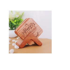 Sous-verres en bois avec support, 6 pièces, sous-verres en bois, ensemble de sous-verres pour Bar, cuisine, maison, appartement, noyer - Product Image 1