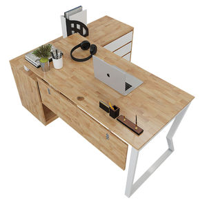 Escritorio Ejecutivo Contemporáneo con Superficie de Madera Sólida, Diseño en Forma de L de Lujo, Estructura de Acero MConcept, Tablero de 70 cm, Fácil Montaje HBMC023 - Product Image 1