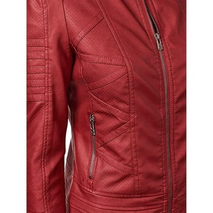 New Arrival Stylish Eco-Friendly Women's Leather Jacket Breathable <b>Canvas</b> Outdoor Wear with Fashionable Plain <b>Colour</b> - Product Image 6