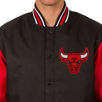 Nuevo diseño, venta al por mayor, chaqueta Varsity para hombres con contraste de color rojo y negro, chaqueta de invierno de bombardero de béisbol universitario Letterman
