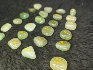 Ensemble de runes en aventurine verte naturelle, pierres de divination en cristal poli, guérison spirituelle, méditation, divination, ensemble de pierres précieuses - Product Image 6