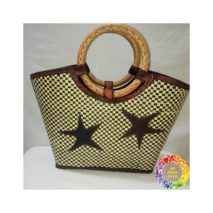 Sac de plage élégant tissé à la main en jonc de mer sac à main en paille durable avec poche intérieure pratique pour pique-nique à la plage ou transport quotidien - Product Image 1