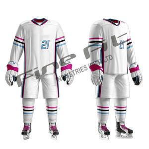 Kits de equipos OEM, uniformes de hockey sobre hielo de poliéster de secado rápido transpirables personalizados para impresión por sublimación masculina y femenina y conjunto completo - Product Image 1
