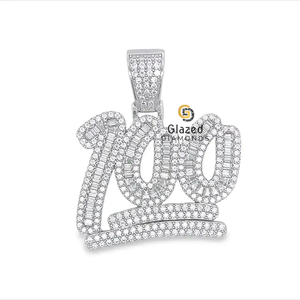 Colgante de diamantes de Baguette redondo cultivado en laboratorio, Plata de Ley 925 chapada en rodio, Mini colgantes únicos de Hip Hop para fiesta, colgantes con abalorios helados - Product Image 4