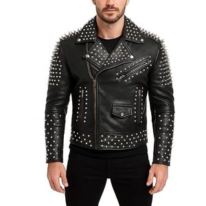 Chaqueta de Cuero Estilo Punk Otoñal, Piel de Oveja Genuina, Reversible, con Cierre, Impermeable - Product Image 1