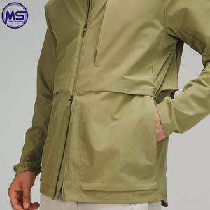 2022 Custom Men's Nylon Bomber Jacket High Quality Light <b>Weight</b> With <b>Stand</b> Collar Solid Color Front Pockets Thin Thickness - Product Image 5