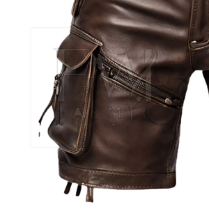 กางเกงขาสั้นหนังแท้คุณภาพสูงสำหรับผู้ชาย ปี 2025 ผ้าหนังแท้ 100% แห้งเร็ว เอวยางยืด ติดกระดุม รับทำโลโก้ตามสั่ง บริการ OEM - Product Image 3