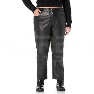 Pantalones de cuero puro para hombre, venta al por mayor, precio barato, pantalones de cuero con estampado de logotipo personalizado, material de alta calidad 100% hecho - Product Image 4