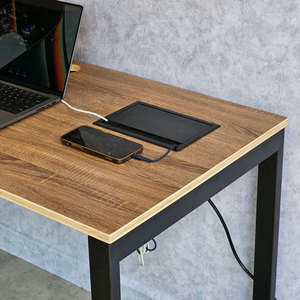 ZDesk <b>Folding</b> Laptop <b>Desk</b> with Integrated Electrical Box Plywood Frame Iron Legs Assembly Required-ZD005 - Product Image 3