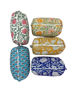 Soft <b>Padded</b> Eco-Friendly Cotton Quilted for Bag with Zipper Closure | Premium <b>Reusable</b> <b>Makeup</b> Travel Pouch - Product Image 4