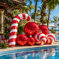 Décoration de Noël gonflable en forme de canne à sucre, boules miroir géantes pour affichage extérieur de fêtes, centres commerciaux, jardins et événements