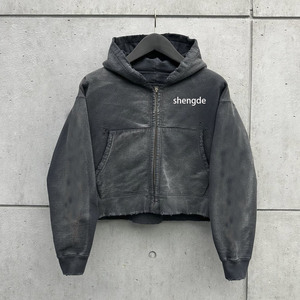 เสื้อฮู้ดขนแกะสไตล์ฝรั่งเศสแบบโบราณมีซิป500gsm แบบกำหนดเอง - Product Image 6