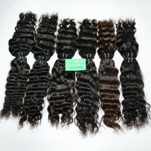 Paquetes ondulados de color negro virgen alineados con cutícula Remy 100%, fabricación de extensiones de cabello humano de templo vietnamita - Product Image 4