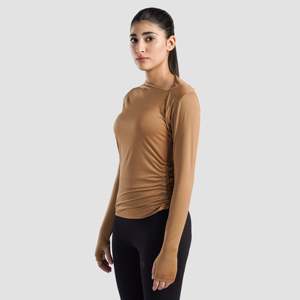Sleek Camel Ruche <b>Top</b> Breathable Feature - Product Image 3