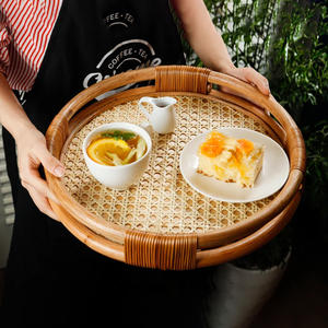 Nueva bandeja de servicio redonda de ratán ecológico natural artesanal para el hogar y accesorios de cocina decoración del hogar calidad superior - Product Image 6