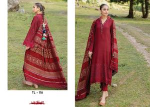 Tenue de soirée brodée en cuir véritable de haute qualité costumes Shalwar Kameez d'hiver pour femmes Collection Premium - Product Image 4