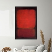 Impression sur toile moderne aux couleurs vives : œuvre d'art abstraite rouge inspirée de Rothko, toile encadrée noire