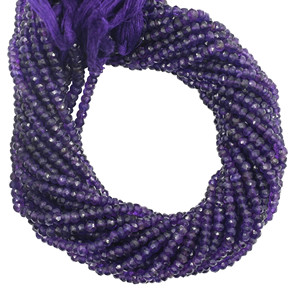 Amethyst Faceted 3 To 4 MM Rondelle Shape Gemstone Beads Strand For Jewelry Making Supplies - Product Image 2