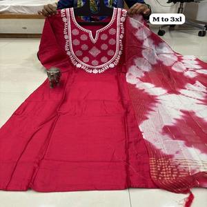 Venta caliente de muselina Chanderi de buena calidad con bordado Kurti y fabricante Dupatta DE LA India a la tarifa más baja - Product Image 1