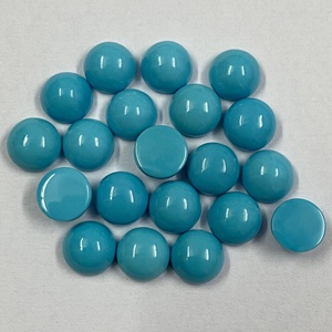 พลอยเทอร์ควอยซ์สีฟ้า9มม. ทรงหลังเรียบสีฟ้าเกรด AAA ทำด้วยมือเกรด AAA จากอินเดียได้รับการรับรองจากบุคคลที่สามในสามของ100% - Product Image 2