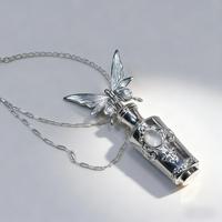 Collier pendentif en os sphénoidien 3.0 en argent et pierre naturelle électroplaqué, concept 'Conteneur émotionnel de l'âme', design KeTang