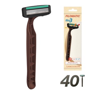 Paquet de 40 lames de rasoir Filomatic « FILO3 » de différentes couleurs - Product Image 1