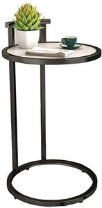 Mesa auxiliar de café de metal Sala de estar en forma de C Café Redondo Sofá blanco Lado de metal Extremo - Product Image 2