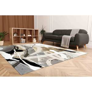 Tapis imprimé abstrait, tapis rond moderne gris populaire de petite taille, antidérapant, tapis en chenille - Product Image 2