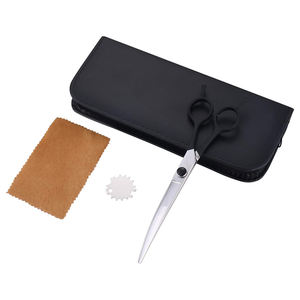 Ciseaux de toilettage pour animaux de compagnie à poignée enduite noire Ciseaux de coupe de poils d'animaux à finition miroir en acier inoxydable avec vis réglable - Product Image 3