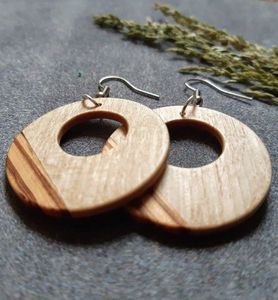 Conception d'usine écologique en bois avec la meilleure qualité Design attrayant rond creux boucles d'oreilles bijoux boucles d'oreilles pour les femmes - Product Image 6