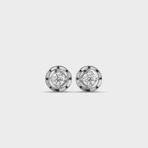 IGI Certified Lab Grown Round Cut Diamond Stud <b>Earrings</b> Solid 925 Sterling Silver Cage Setting Diamond Stud <b>Earrings</b> - Product Image 1