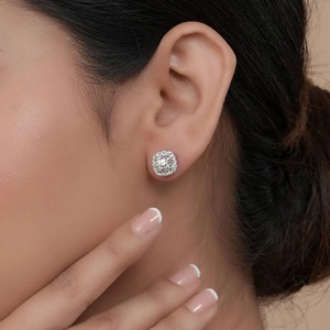 Meilleures ventes, boucles d'oreilles en diamant rond VVS cultivé en laboratoire certifié IGI, avec halo en or 14 carats, boucles d'oreilles pour femmes, bijoux au meilleur prix - Product Image 2
