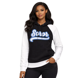 <b>Black</b> 20 Zeta Beta Soror Raglan Sleeve Hoodie Winter Printed 100% Cotton 1920 Founders Inspired Greek Sorority Finer Womanhood - Product Image 1