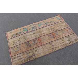 Alfombra Turca, Alfombra Pequeña de 2.6x4.2 pies, Alfombra Vintage de Lana con Diseño a Cuadros Marrón - Product Image 1