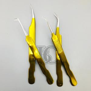 แหนบต่อขนตาทำจากสเตนเลสสีทองทนทานสำหรับขนตาพีวีซีฟรี - Product Image 4