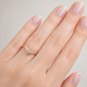 Anillo de Boda de Alta Calidad en Oro Puro de 18K con Diamantes Cultivados en Laboratorio, Diseño de Espiga en V, Estilo Eternidad, Curvo, Elegante Regalo - Product Image 6