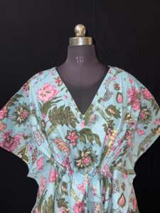 Kaftan de algodón estampado, abrigo de playa de lujo, Kaftan de algodón orgánico, Vestido de playa, ropa de crucero, ropa de resort, vestido de verano, Kaftan corto - Product Image 2