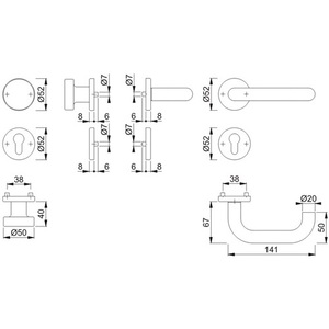 Juego de Rosetas de Acero Inoxidable HOPPE Paris E58/42KV/42KVS/138Z-U-Shape PZ DIN Izquierda/Derecha Plano D/K - Product Image 4