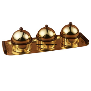 Cuenco de chocolate de acero inoxidable acabado en plata hecho a mano cuenco dulce forma redonda decorativo nuevo cuenco de chocolate de Metal con bandeja - Product Image 4