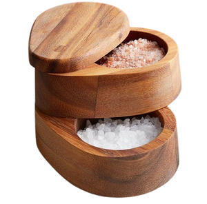 Boîte à sel de forme unique Assaisonnements Pot à épices en sel de sucre sur mesure Boîte à poivre en bambou Conteneur de stockage Ustensiles de cuisine - Product Image 2