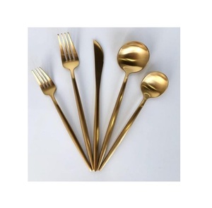 hot <b>sale</b> Luxury Stainless Steel wedding gold plated Cutlery with handle flatware spoon and fork set <b>safe</b> and healthy - Product Image 1