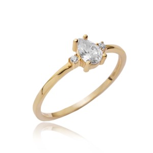 Anillo con Cristales de Circonia Cúbica en Forma de Gota de Pera, Joyería de Plata de Ley 925 Hecha a Mano en Turquía, Venta al Por Mayor para Bodas y Fiestas - Product Image 1