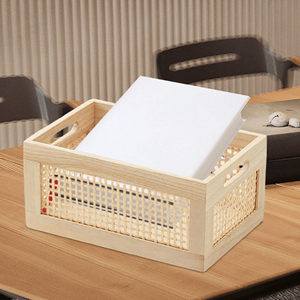 Best Selling Set of 2 Handicraft Rattan Wood <b>Woven</b> Storage <b>Basket</b> Rattan Box High Quality From Vietnam - Product Image 2