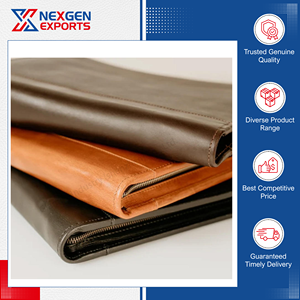 แฟ้มเอกสารหนังแท้คุณภาพสูงสไตล์โมเดิร์น ขายส่ง พร้อมบริการสกรีนโลโก้ ตัวเลือกสีและดีไซน์ตามสั่ง ชุดอุปกรณ์สำนักงาน - Product Image 5