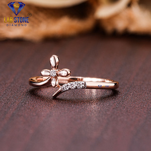 Bague en diamant Lab-Stone Party Wear 0.04 TDW diamant taille ronde or rose 18kt couleur EF-VS - Product Image 2